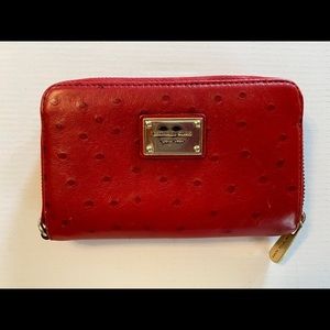 Michael Kors red ostrich ID case